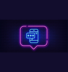 Phone Password Line Icon Cyber Defence Sign Neon