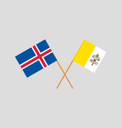 Crossed Flags Of Vatican And Iceland