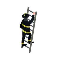 Male Character Fireman Training Climb Ladder