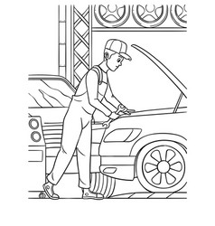 Auto Mechanic Coloring Page For Kids