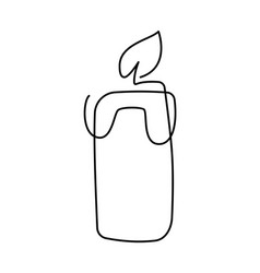 Hand Drawn One Line Burning Candle Icon