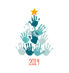 Happy New 2019 Year Handprint Christmas Tree