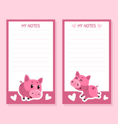 Notes And Wishes Page With Funny Pink Pig