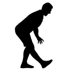 Silhouette Of A Walking Man On A White Background