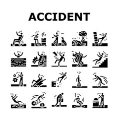 Accident Injury Safety Man Risk Icons Set