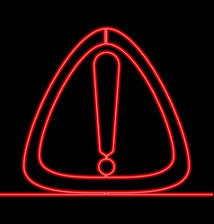 Continuous Line Triangular Exclamation Point Neon