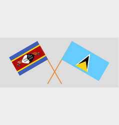 Crossed Flags Of Eswatini And Saint Lucia