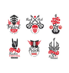 Rock Music Festival Vintage Labels Set Rockfest