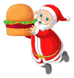 Santa Claus Holding Big Burger