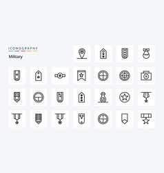 25 Military Line Icon Pack