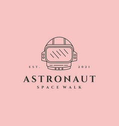 Astronaut Helmet Space Walk Line Art Logo Label