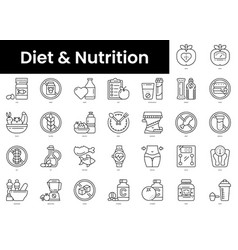 Set Of Outline Diet And Nutrition Icons