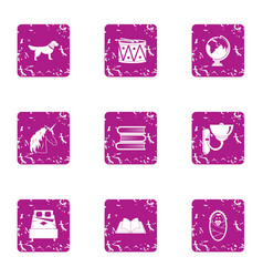 Cattery Icons Set Grunge Style