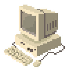 Pixel Art Retro Personal Computer Vintage Cpu