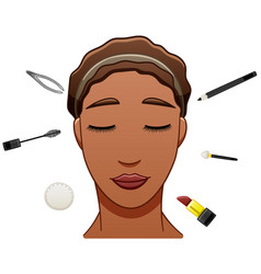 African American Woman With Make Up Tools