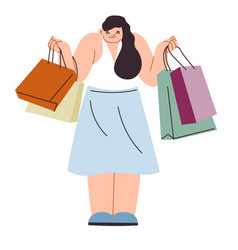 Excited Woman Holding Bags From Shops And Stores