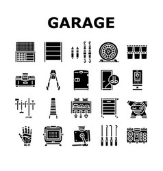 Garage Tools Service Auto Repair Icons Set