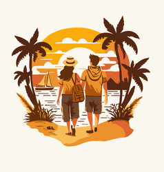 Travelling Couple Logo Going To Go On Vacation