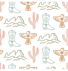 Western Seamless Pattern Cowboy Wild West Print