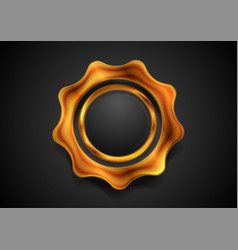 Bright Bronze Gear Shape On Black Background