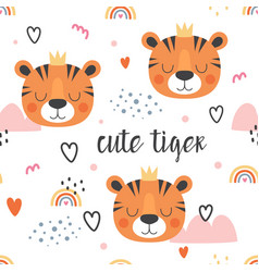 Cartoon Cute Tiger Seamless Pattern