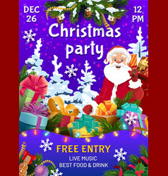 Christmas Party Flyer Invitation Card With Santa