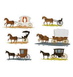 Horses With Carriage Transport In Past