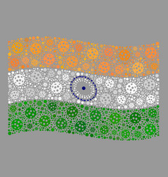 Waving India Flag - Collage Covid19 Objects