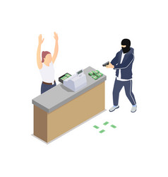 Cash Robbery Isometric Composition