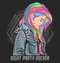 Girl Unicorn Full Colour Hair With Rocker Jacket P