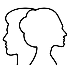 Man And Woman Outline Face Profile Silhouette