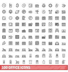 100 Office Icons Set Outline Style