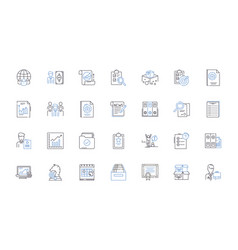 Administrative Tasks Line Icons Collection Filing