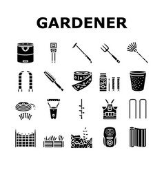 Garden Tool Shovel Rake Icons Set