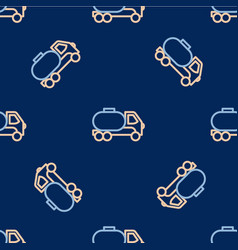 Line Tanker Truck Icon Isolated Seamless Pattern