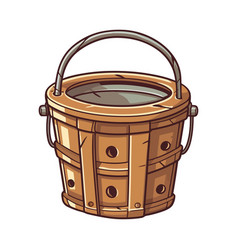 Wooden Bucket On White Background