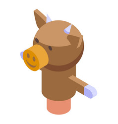 Cow Puppet Doll Icon Isometric Child Stage