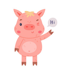 Funny Pink Piggy Character With Hoof Greeting