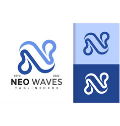 Letter N Wave Logo Design Template