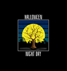 Halloween Night Day Retro Design Landscape