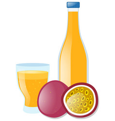 Passion Fruit Juice In Glass And Bottle