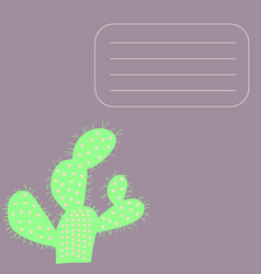 Cactus On Purple Background With Label Corner