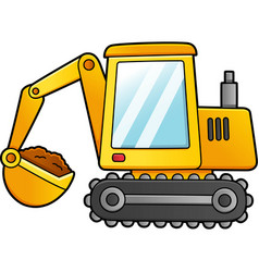 Excavator Cartoon Clipart Colored