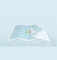 Map Of Ireland With The Flag Of Ireland