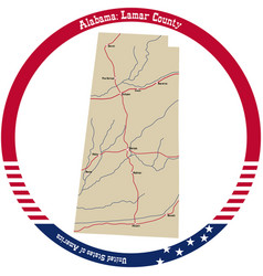 Map Of Lamar County In Alabama Usa