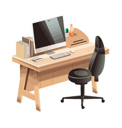 Modern Office With Desk Chair And Computer