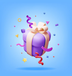 3d Gift Box With Falling Confetti