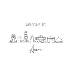 One Single Line Drawing Accra City Skyline