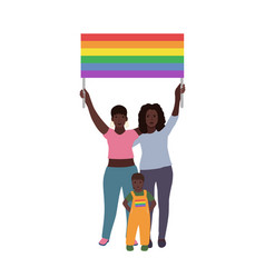 Two Black Lgbt Family Women And Baby Holding