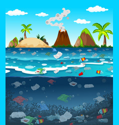 Water pollution with plastic bags in ocean Vector Image